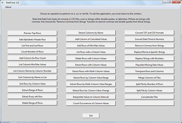 DataTools v1.6 Main Window